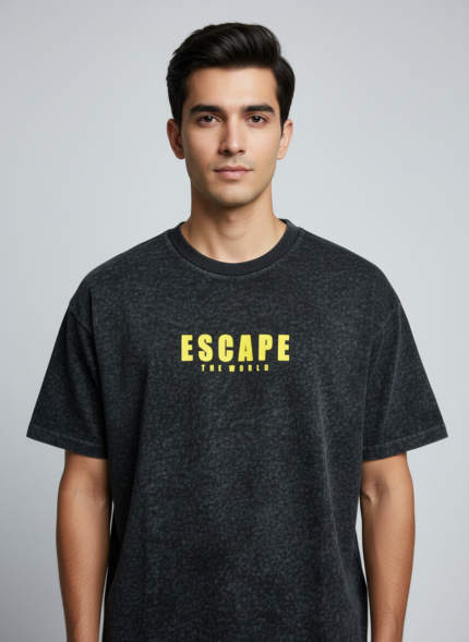 Downshoulder Washed Tshirt Midnight Drift Front and Back