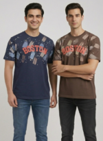 Downshoulder Tshirts Brushed Boston Front and Back Puff Combo Pack