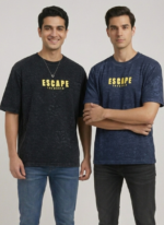 Downshoulder Tshirts Front and Back Puff Panther Combo Pack